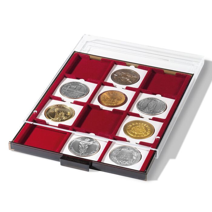 MB coin box with 12 square Compartments (67 x 67 mm), smoke  colour