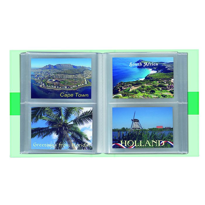 Postcards album for 200 postcards, incl. 50 hard-bound transparent sleeves