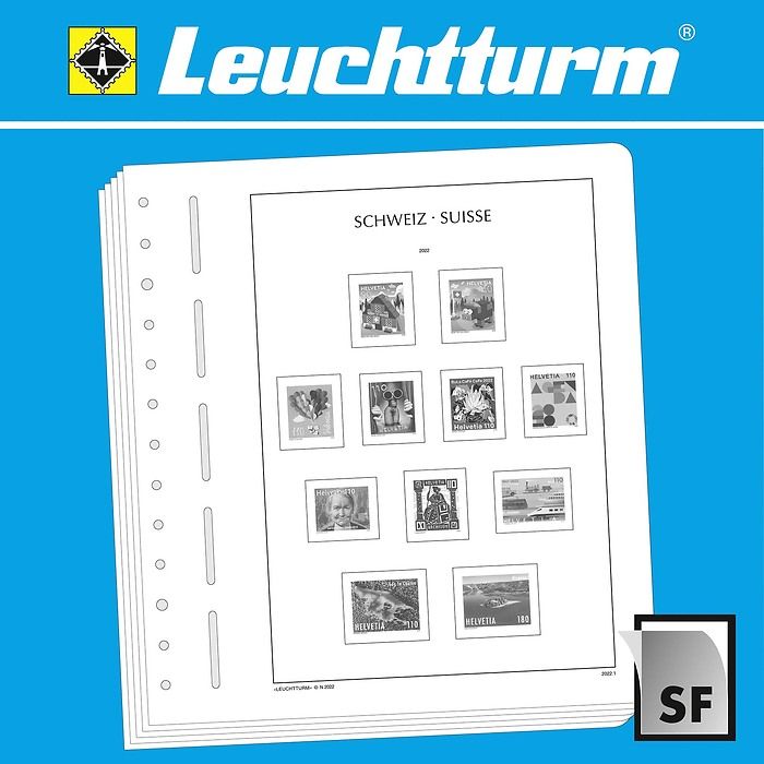 Lighthouse Illustrated album pages with stamp mounts Switzerland 2015-2019