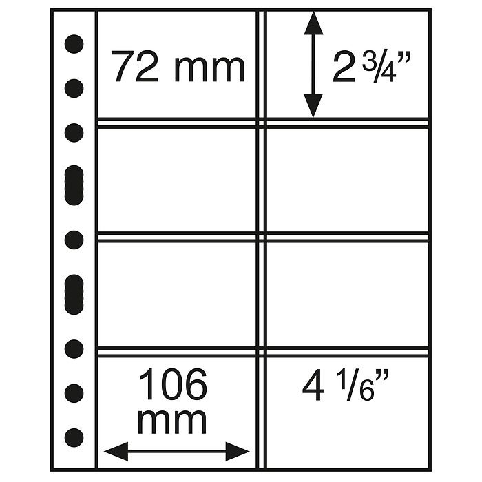 Grande plastic sheets with 8 pockets in 106x72 mm format, crystal clear, pack of 5