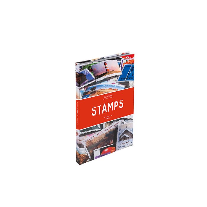 Stamps stockbook A4, 32 black  pages, non-padded, colored cover (red banderole)