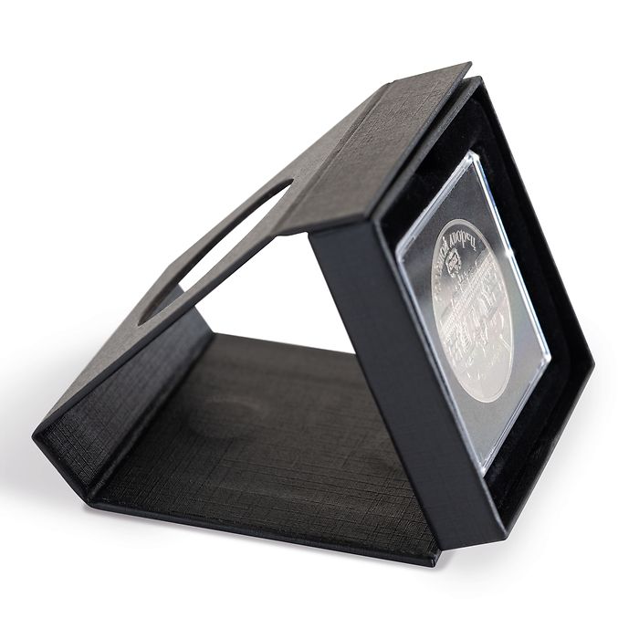 Airbox View coin case with stand-up function for one Quadrum capsule, black