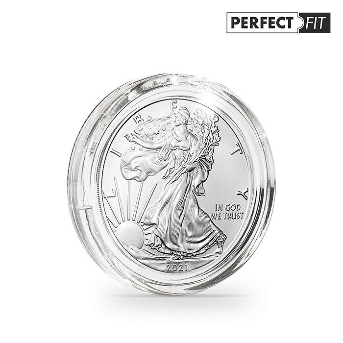 Ultra Perfect Fit coin capsules for 1 oz. Silver 40,6 mm(e.g.American Eagle), pack of 10