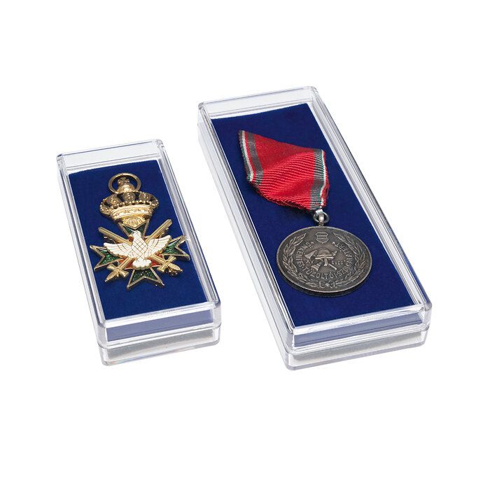 Capsule for medals L, 138 x 53 x 20 mm, blue, pack of 5