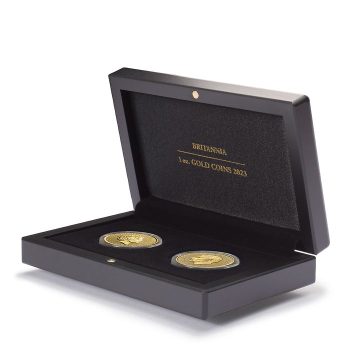 Volterra coin case for 2 Britannia gold coins, year 2023, in capsules