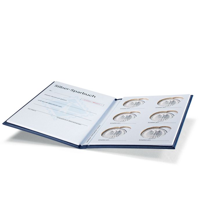 Presso silver savings book for 8 x 20€ comMemorative coins,  blue