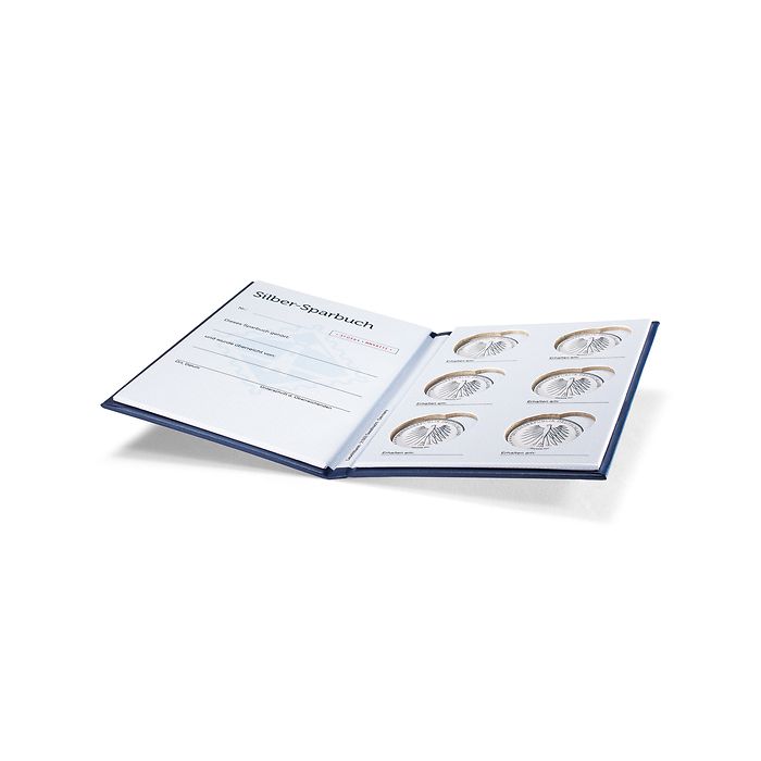 Presso silver savings book for 8 x 20€ comMemorative coins,  blue