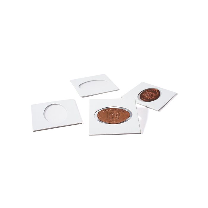 Matrix self-adhesive coin holders for pressed pennies, white, pack of 100