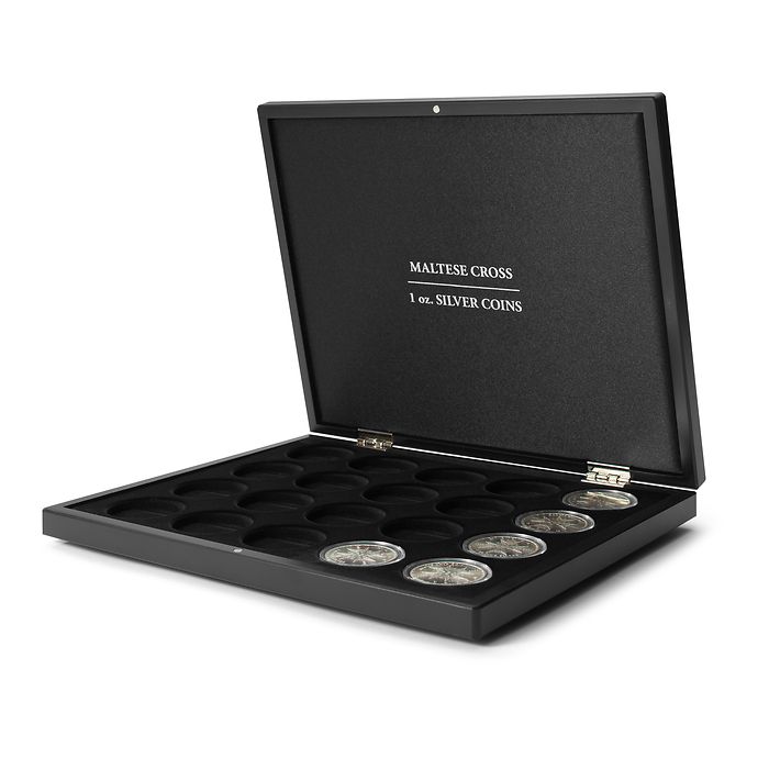 VOLTERRA presentation case for 20 “Maltese Cross” silver coins in capsules