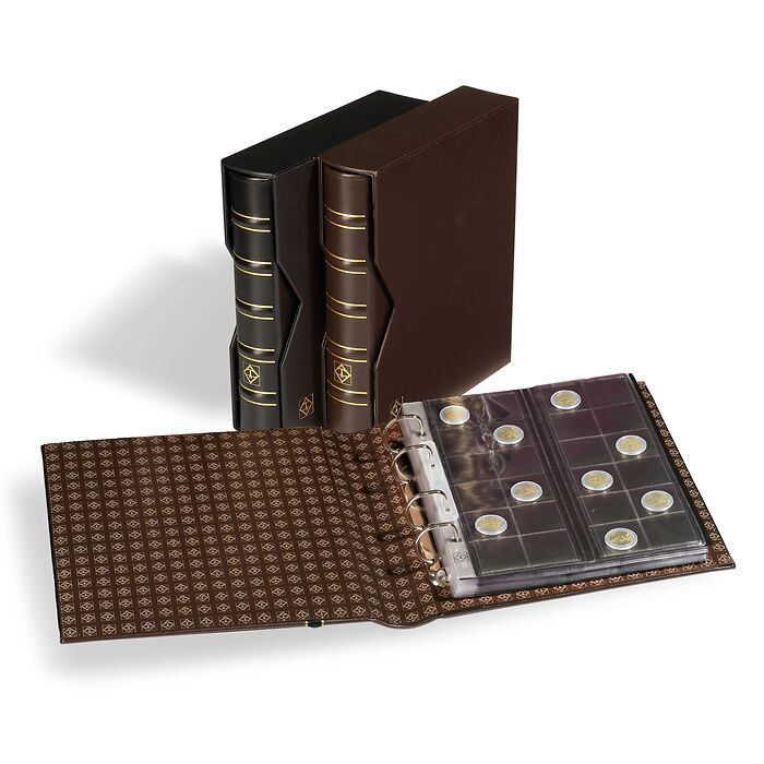 Leather Binder Optima, in classic design, leatherette slipcase